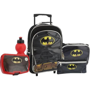 Warner Bros. Batman 5-in-1 Value Set Trolley Bag with Accessory, Black/Multi-Color