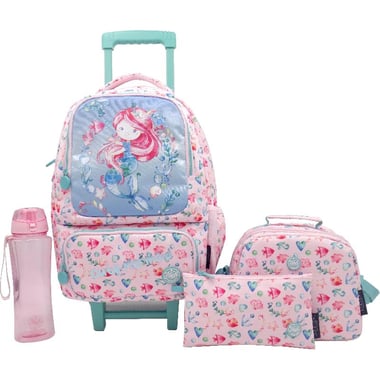 Atrium Mermaid Classic 4-in-1 Value Set Trolley Bag with Accessory, Pink/Blue