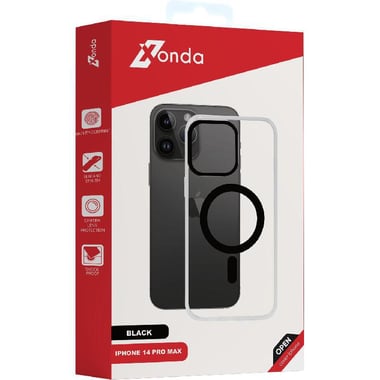 Xonda Back Cover Mobile Case with MagSafe, for iPhone 14 Pro Max, Transparent Black