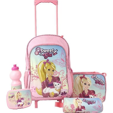 Roco Sweet Girl 5-in-1 Value Set Trolley Bag with Accessory, Pink