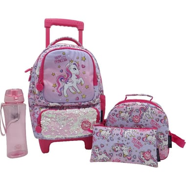 Atrium Unicorn Classic 4-in-1 Value Set Trolley Bag with Accessory, Pink