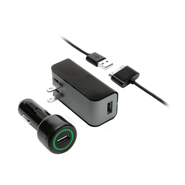 Griffin PowerDuo (AC + Car) Charger Kit, 5 Volts, Black/Grey