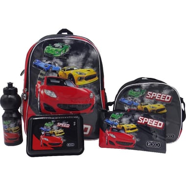 Roco Speed Fast 5-in-1 Backpack with Accessory, Black/Red
