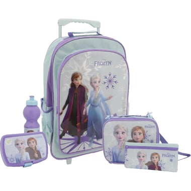 Disney Frozen 5-in-1 Value Set Trolley Bag with Accessory, Sky Blue