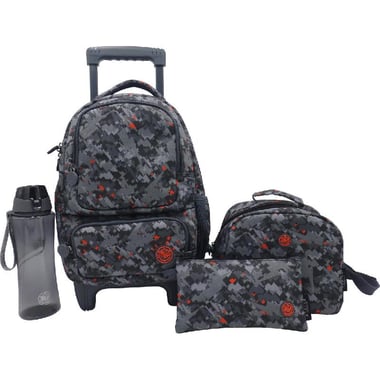 Atrium Camouflage 4-in-1 Value Set Trolley Bag with Accessory, Grey/Orange