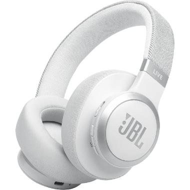 JBL Live 770NC Over-Ear Headphones, Adaptive Noise Cancelling, Bluetooth, USB (Charging), Built-in Microphone, White