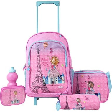 Roco Eiffel Paris 5-in-1 Value Set Trolley Bag with Accessory, Pink