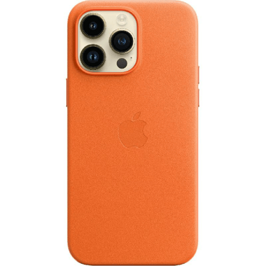 Apple Leather Back Cover Mobile Case with MagSafe, for iPhone 14 Pro Max, Orange