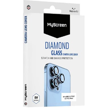 MyScreenPROTECTOR DIAMOND GLASS Camera Lens Protector (Individual Ring) Smartphone Camera Accessory, for iPhone 15 Pro/iPhone 15 Pro Max, Black