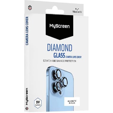 MyScreenPROTECTOR DIAMOND GLASS Camera Lens Protector (Individual Ring) Smartphone Camera Accessory, for iPhone 15/iPhone 15 Plus, Black