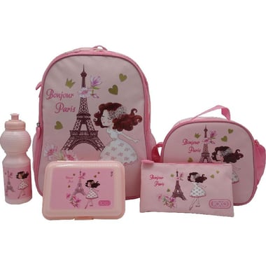 Roco Paris Bonjour 5-in-1 Backpack with Accessory, Pink