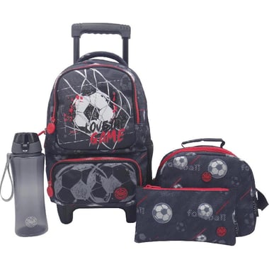 Atrium Football 4-in-1 Value Set Trolley Bag with Accessory, Black
