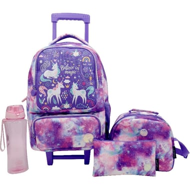 Atrium Unicorn Classic 4-in-1 Value Set Trolley Bag with Accessory, Purple
