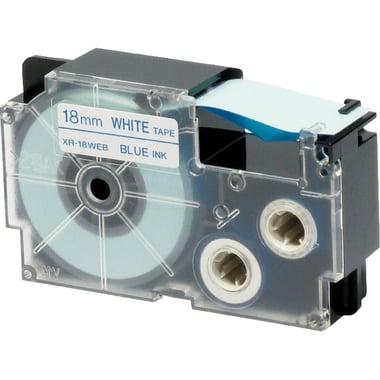 Casio EZ-Label XR-18 Label Printer Tape, 18 mm, Ink: White/Tape: Blue