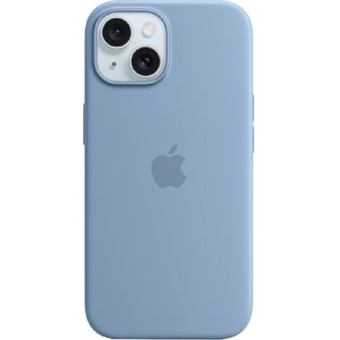 Apple Silicone Back Cover Mobile Case with MagSafe, for iPhone 15, Winter Blue