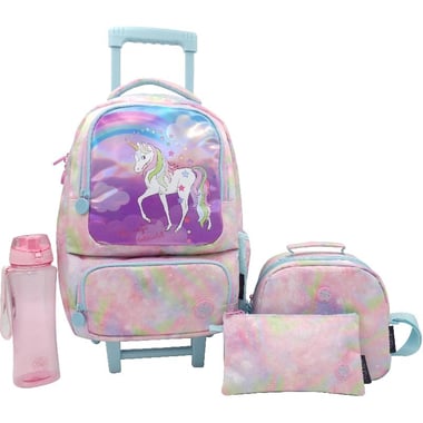 Atrium Unicorn Classic Hologram 4-in-1 Value Set Trolley Bag with Accessory, Pink
