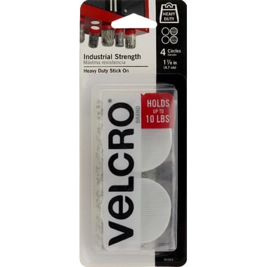 Velcro Industrial Strength Adhesive Back Fastener, Coin, Round, 1 7/8", White