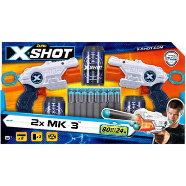 Zuru X-SHOT MK3 Double Pack Shooter Play Weapons, White/Blue, 8 Years and Above