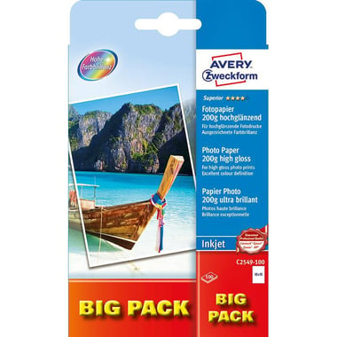 Avery Photo Paper, Glossy, White, 10 X 15 cm, 200 gsm, 100 Sheets