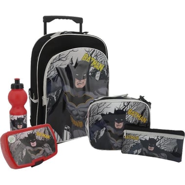 Warner Bros. Batman 5-in-1 Value Set Trolley Bag with Accessory, Black