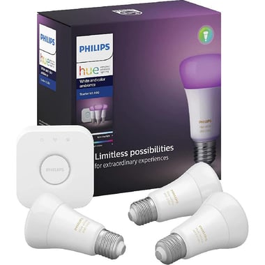 Philips Starter Kit, 3 Bulb, Wi-Fi/Bluetooth, White