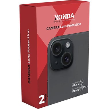 Xonda Camera Lens Protector (Individual Ring) Smartphone Camera Accessory, for iPhone 15/iPhone 15 Plus, Black