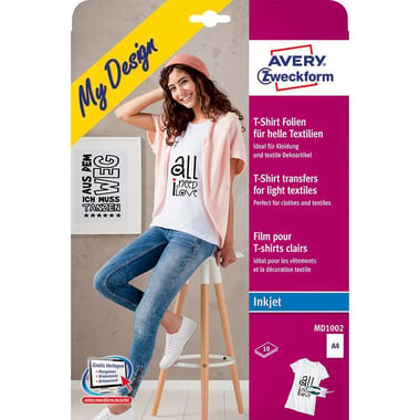 Avery Iron-on Transfer Paper, Glossy, White, A4, 10 Sheets