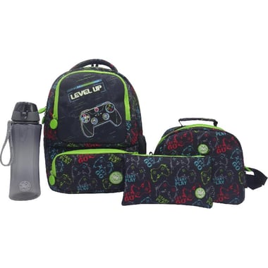 Atrium Game Controler 4-in-1 Value Set Backpack with Accessory, Black/Green