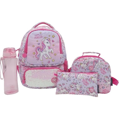 Atrium Unicorn Classic 4-in-1 Value Set Backpack with Accessory, Pink