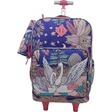 Roco Swan Trolley Bag with Accessory, for 15.6" (Device), Pattern Prints/Blue