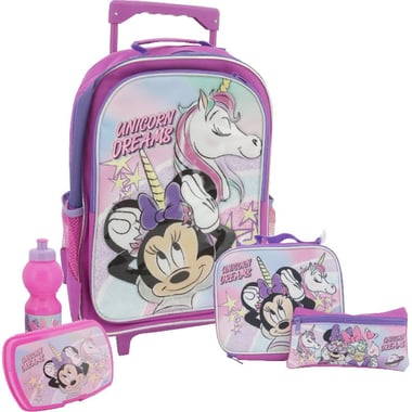 Disney Minnie Mouse 5-in-1 Value Set Trolley Bag with Accessory, Pink