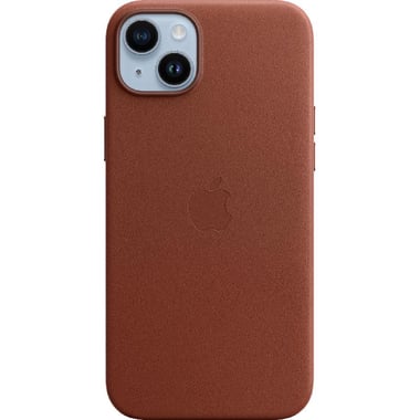 Apple Leather Back Cover Mobile Case with MagSafe, for iPhone 14 Plus, Umber