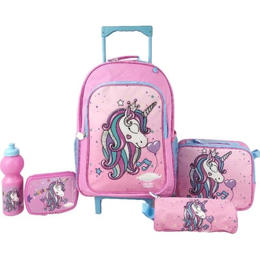 Roco Unicorn Music 5-in-1 Value Set Trolley Bag with Accessory, Pink/Blue