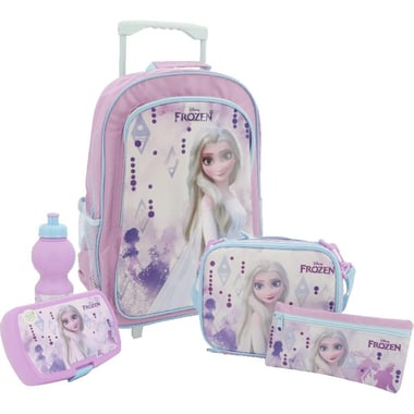 Disney Frozen 5-in-1 Value Set Trolley Bag with Accessory, Pink/Black