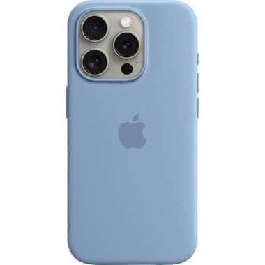 Apple Silicone Back Cover Mobile Case with MagSafe, for iPhone 15 Pro, Winter Blue