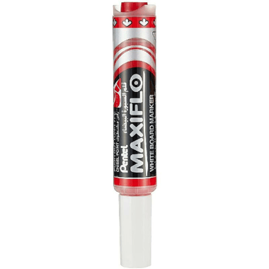 Pentel MaxiFlo Whiteboard Marker, 6 mm Chisel Tip, Red