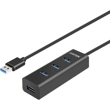 Unitek USB Hub, USB 3.0, 4 Port (USB-A), Black