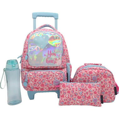 Atrium Heart 4-in-1 Value Set Trolley Bag with Accessory, Coral Peach