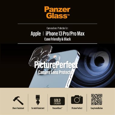 PanzerGlass Camera Lens Protector (Full Frame) Smartphone Camera Accessory, for iPhone 13 Pro/iPhone 13 Pro Max, Black