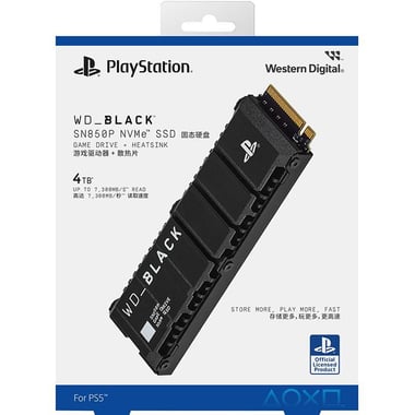 WD SN850P NVMe Internal SSD with Heatsink, 4 TB, for PlayStation 5, Black