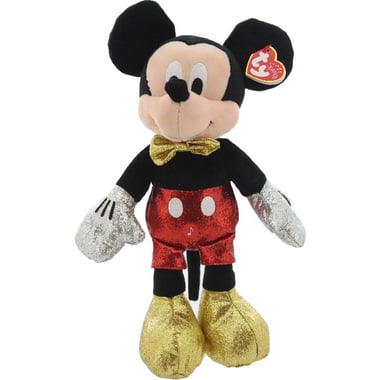 TY Beanie Babies Sparkle: Mickey Mouse Plush Toy, Red/Black, 3 Years and Above