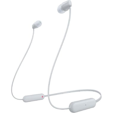 Sony WI-C100 In-Ear Earphones with Neckband, Bluetooth, USB (Charging), Built-in Microphone, White