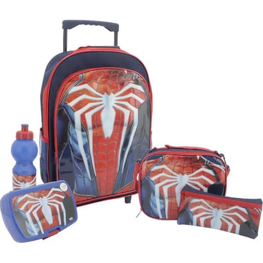 Marvel Spider-Man 5-in-1 Value Set Trolley Bag with Accessory, Blue/Red/Multi-Color
