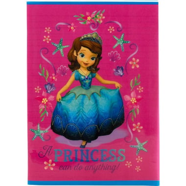 Disney Sofia The First Notebook, "A Princess can do Anything", B5, 100 Pages, Lined, Pink/Blue