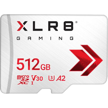 PNY TECHNOLOGIES XLR8 Gaming MicroSDXC, 512 GB, Read Speed: up to 100MB/s, Write Speed: up to 90MB/s