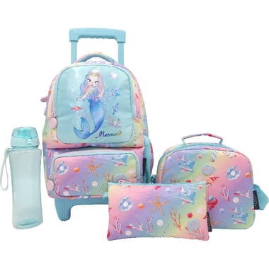 Atrium Classic Mermaid 4-in-1 Value Set Trolley Bag with Accessory, Purple