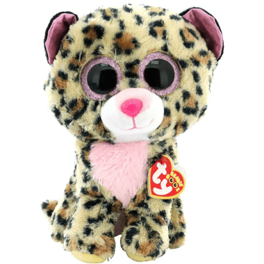 TY Beanie Boos Livvie Leopard Plush Toy, Brown/Pink, 3 Years and Above