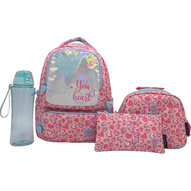 Atrium Heart 4-in-1 Value Set Backpack with Accessory, Coral Peach
