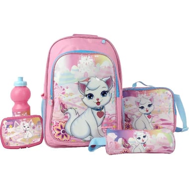 Roco Cat 5-in-1 Value Set Backpack with Accessory, Pink/Blue