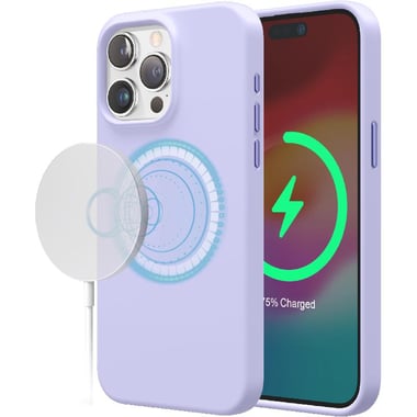 Elago Magnetic Silicone Back Cover Mobile Case with MagSafe, for iPhone 15 Pro Max, Purple